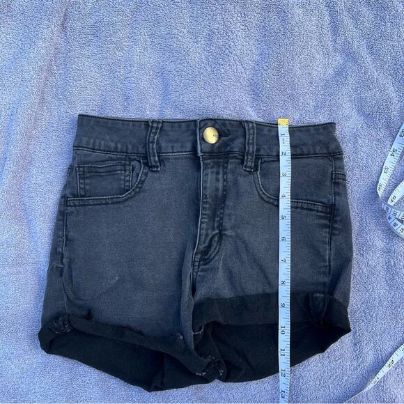 American Eagle Outfitters Black High Rise Shortie Cuffed Shorts Basic Emo Size 4 - Picture 7 of 9